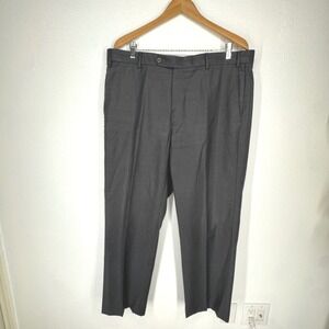 Zanella Todd 100% Virgin Wool Dress Pants Mens 38 Charcoal Gray Flat Front Italy